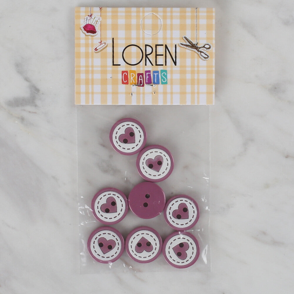 Loren Crafts vişne çürüğü 8'li kalp düğme - 475